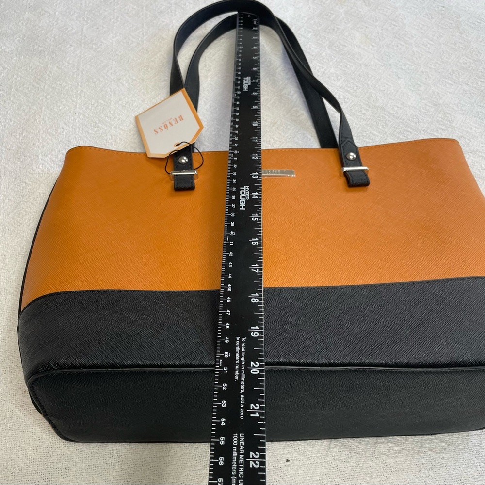 Benoss Two-Tone Caramel and Black Tote Bag - Picture 9 of 10